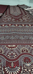 Maroon Printed Cotton Unstitched Suit with Blush Pink Dupatta